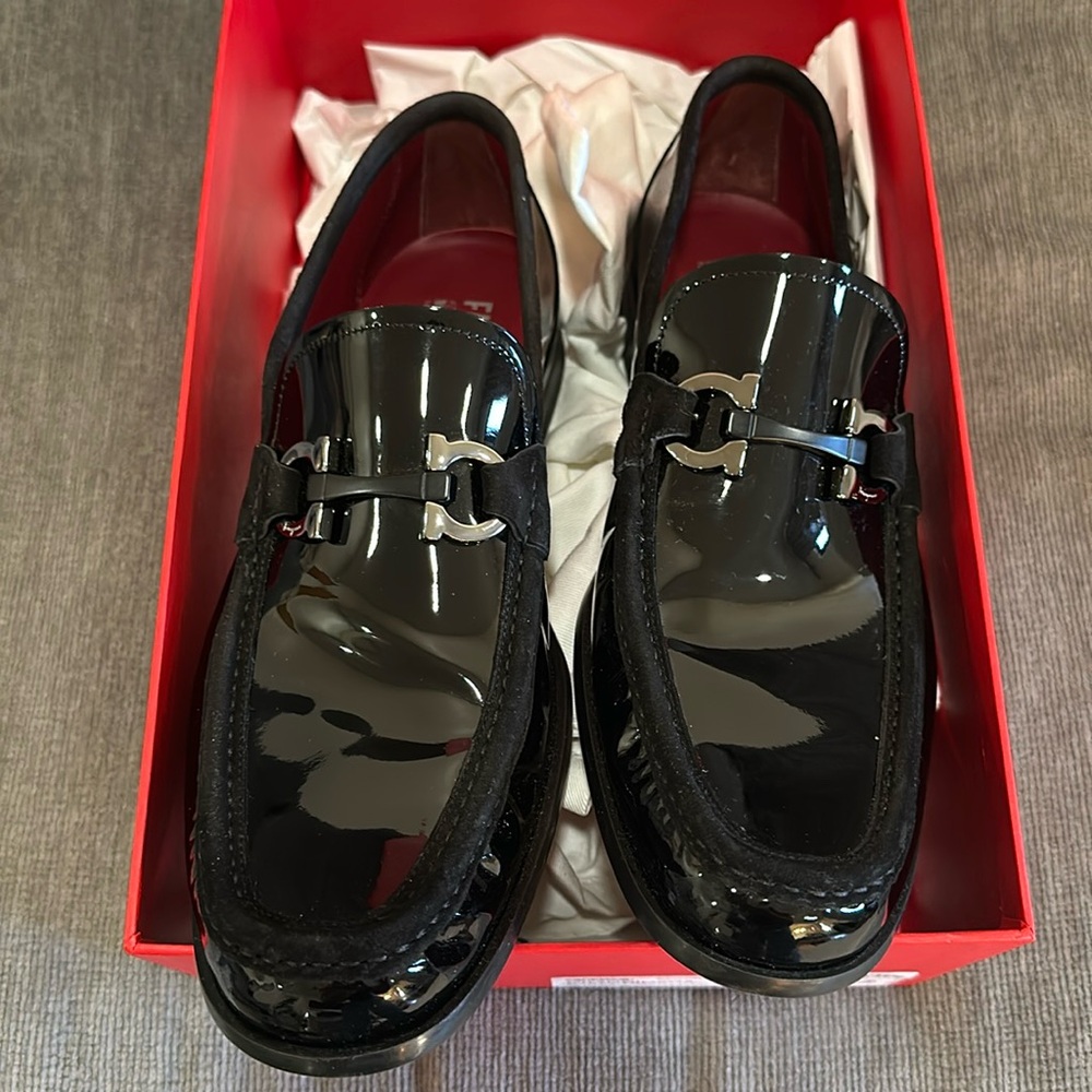Salvatore Ferragamo Men's Grazioso 2 Patent Leather Loafers